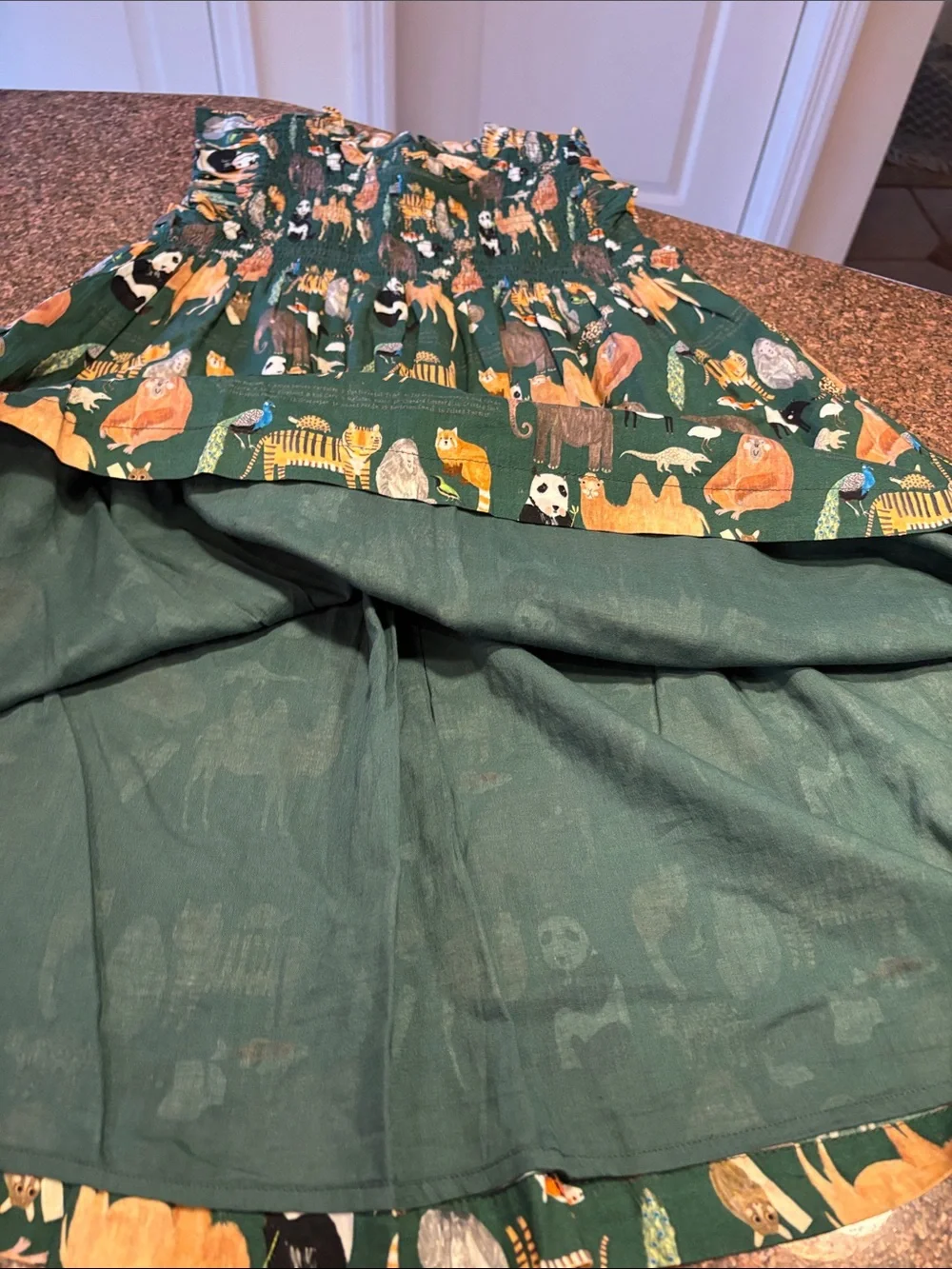 Pink Chicken Green Smock Animal Print Dress-8Y-NWOT